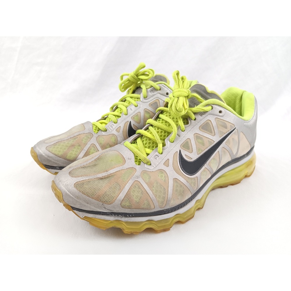 Nike Air Max 2011 Metallic Men's Running Shoes Silver Volt Size 9.5